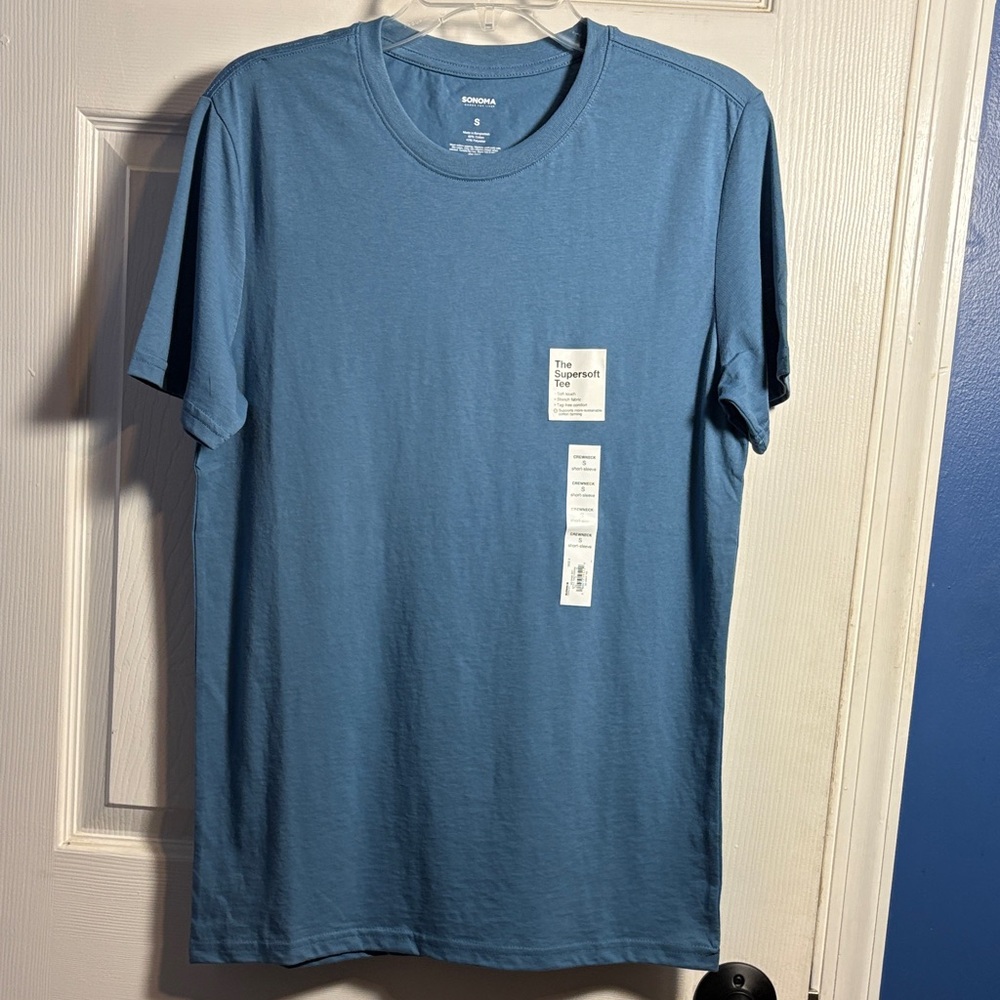 Sonoma Men's Short Sleeve Crew Neck Supersoft Tee Blue Small